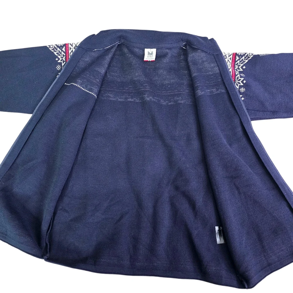 Dale Of Norway Vintage Navy and White High Quality Merino Wool Zip-Up Sweater S - Picture 5 of 12